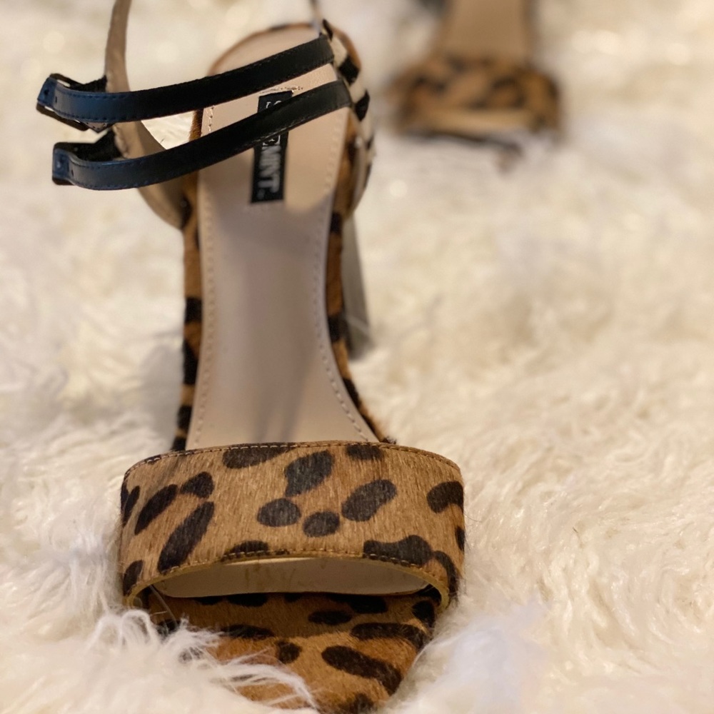 Shoemint Zebra & Leopard Print Blocked Heel Sandal